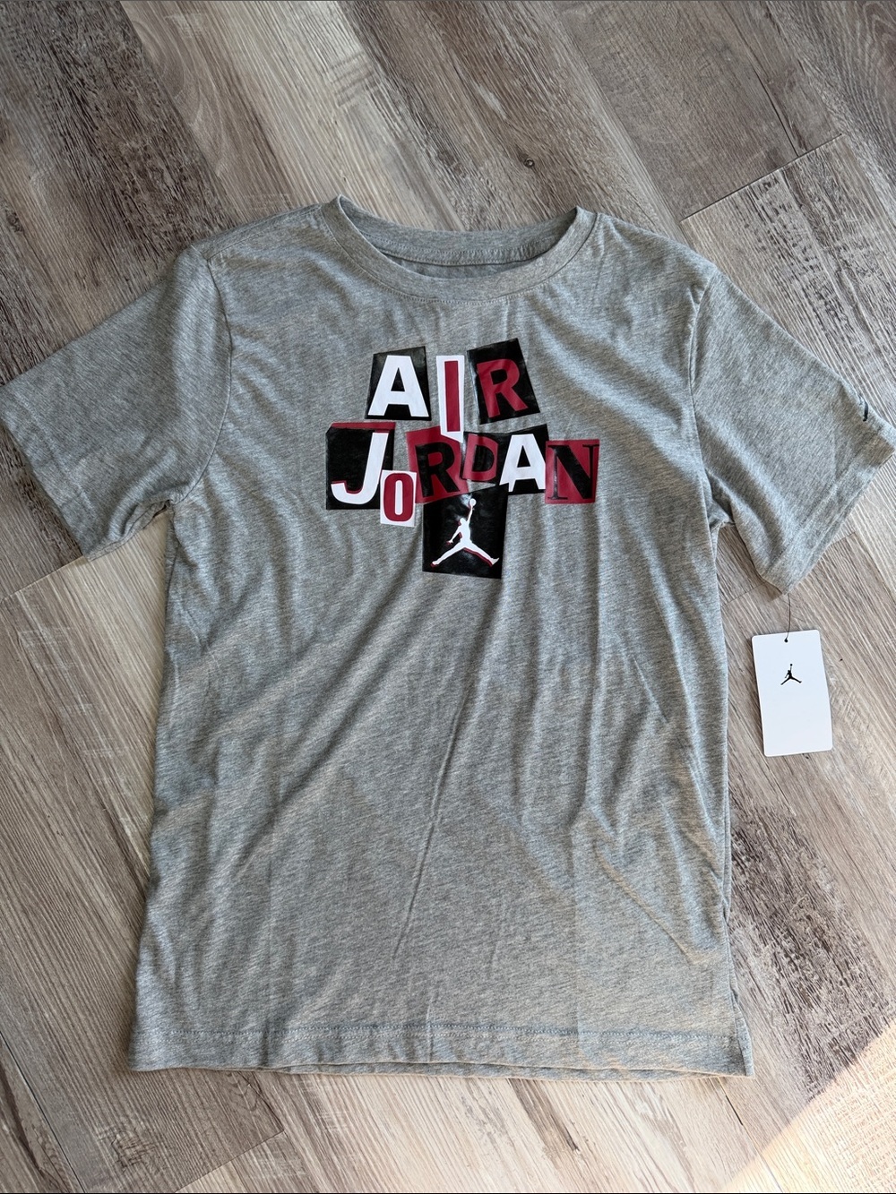 Jordan Gray Tee with Red & Black Air Jordan Graphic